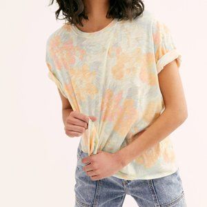 Free People Pastel Floral Short Sleeve Tee